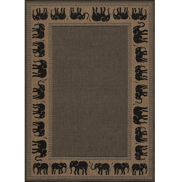 3'9 x 5'5 Cocoa-Black Couristan Recife Elephant Indoor/Outdoor Area Rug 3'9 x 5'5 Cocoa-Black Couristan Recife Elephant Indoor/Outdoor Area Rug